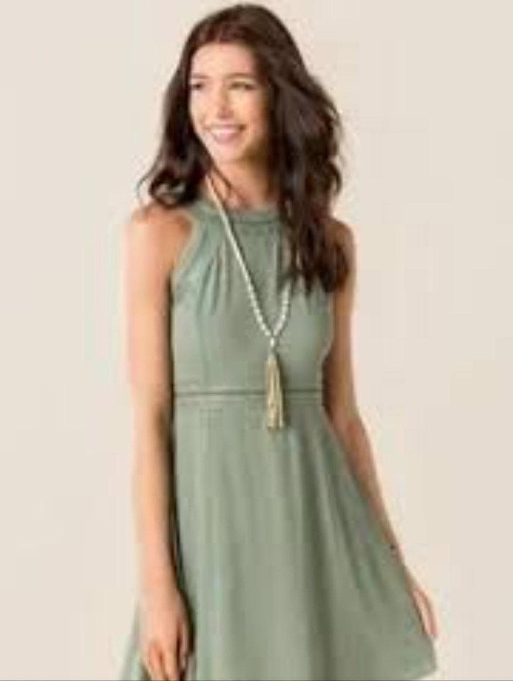 Francesca's Sleeveless Sage Green Halter Dress *NWT